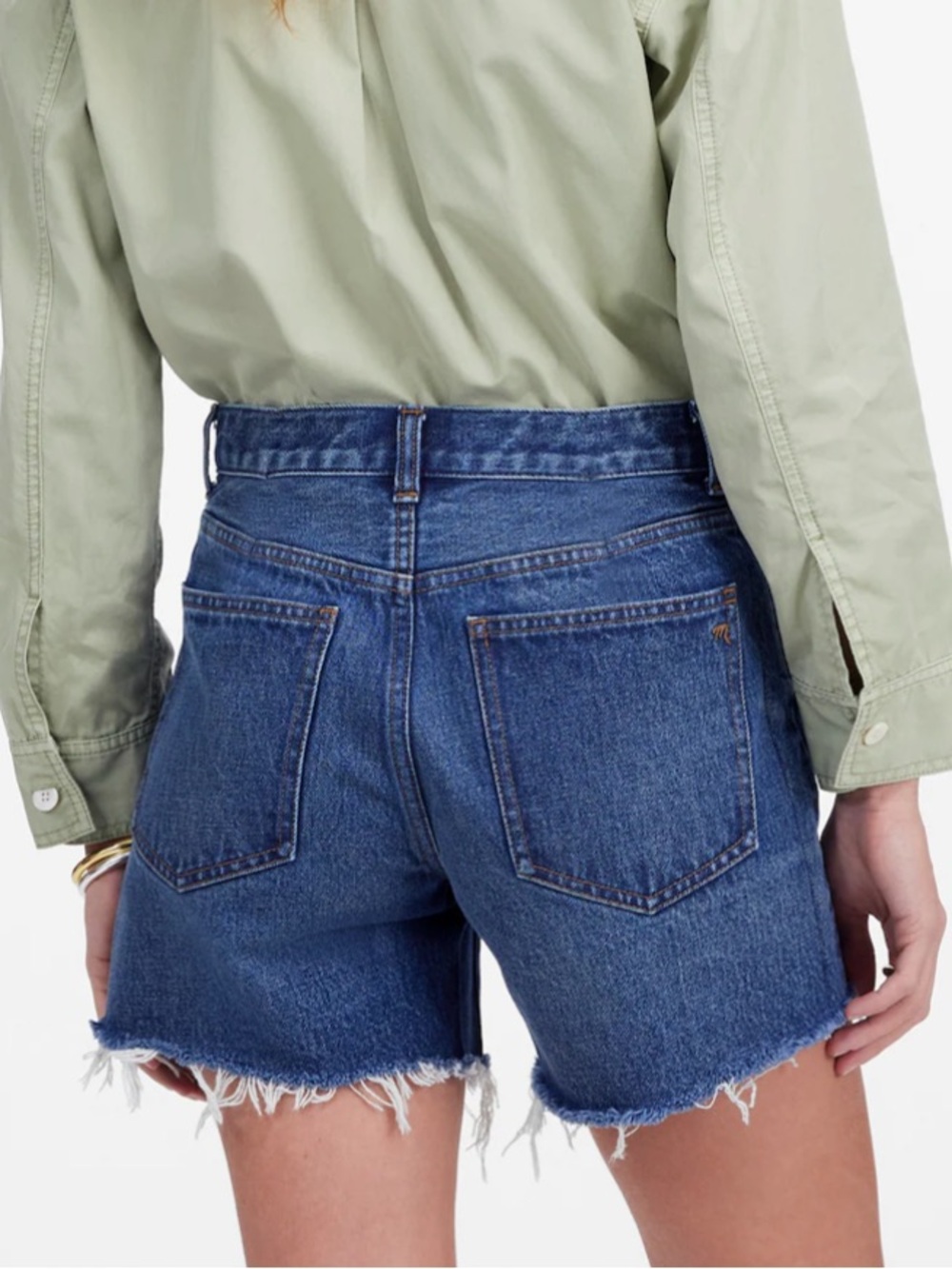 Madewell Brynn Long shorts - denim cutoff style size 24 - Picture 2 of 5